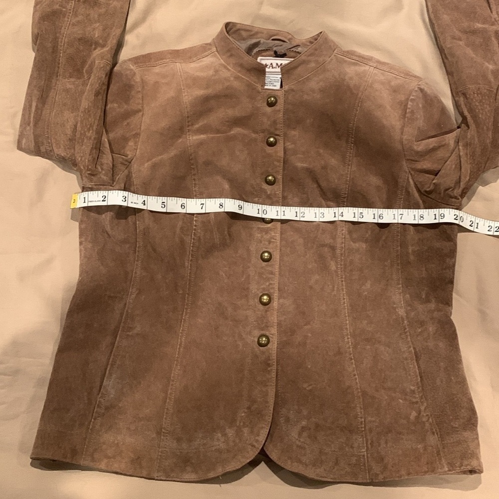 A.M.I Light Brown 100% Leather Jacket Size Large - Picture 11 of 16